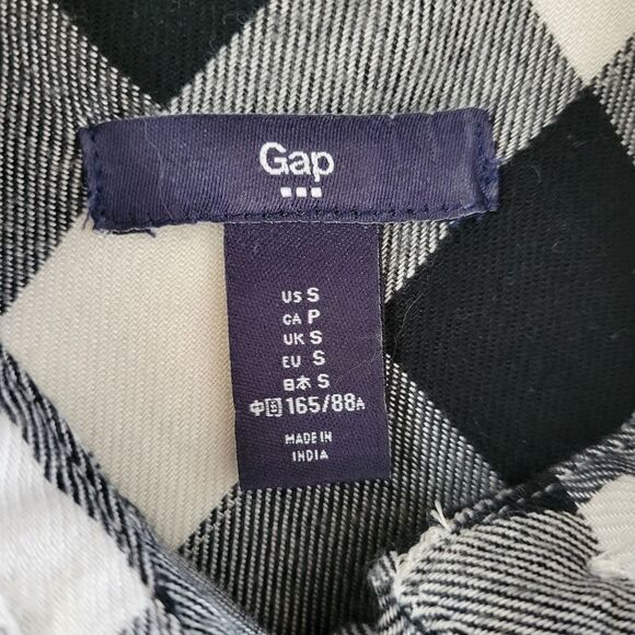 Gap Women's Black Buffalo Check Sleeveless Button-Down Shirt Dress - Picture 2 of 10